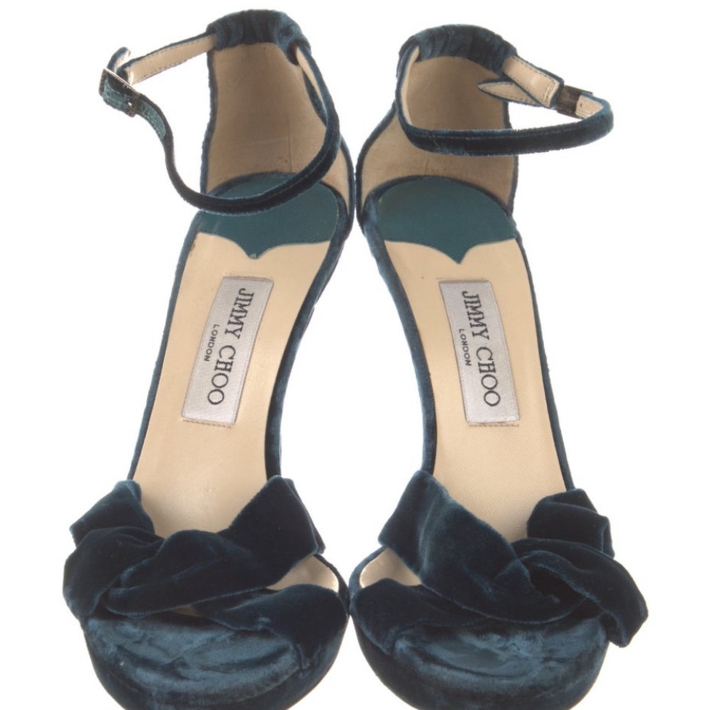 Jimmy Choo Women's Velvet Heels - Dark Blue size 39 - Picture 3 of 13